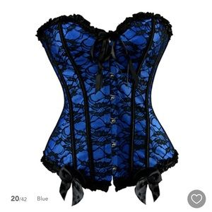 Royal Blue Lace Ruffle Boned Corset